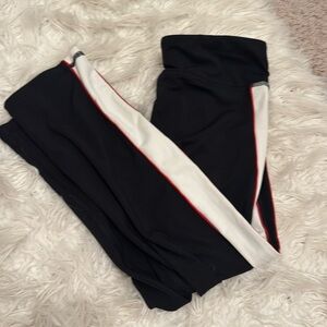 Aero black leggings with red and white stripe, cropped